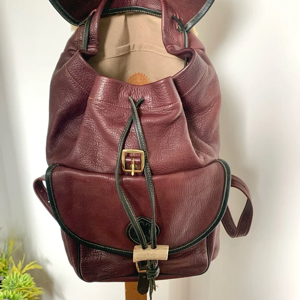 NEW Artisan Handcrafted Leather Shearling Backpack Bag Turtle Ridge wine cream